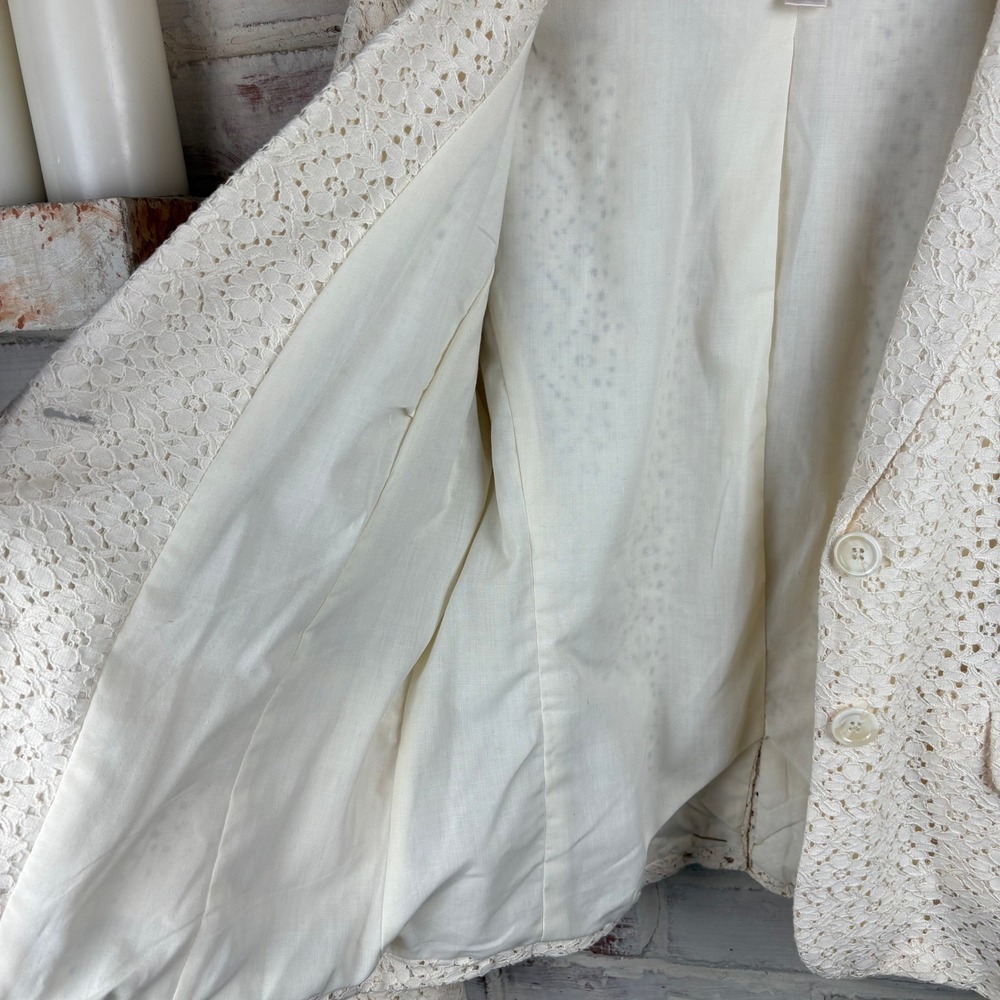 Kenar Ivory Lace Blazer Jacket Romantic Cottagecore Feminine Tailcoat - Picture 9 of 9